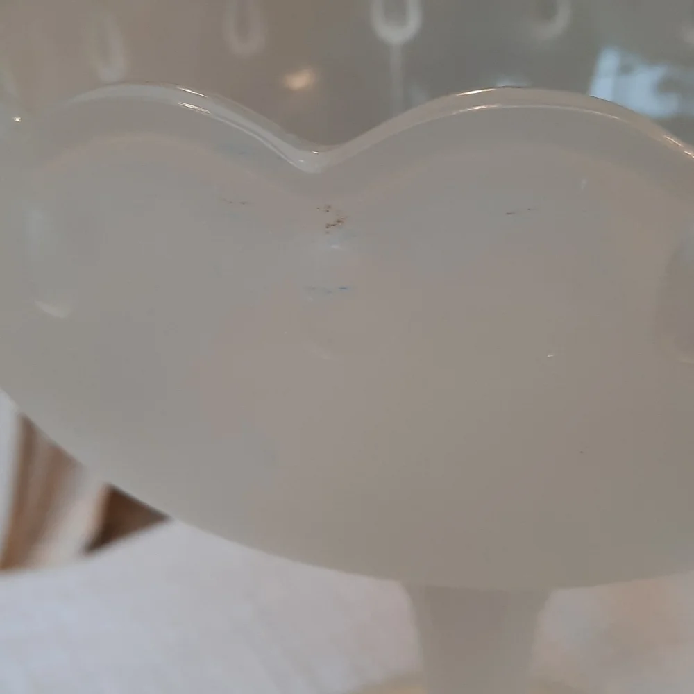 Large clear Frosted Vintage Indian glass open candy bowl on pedestal no chips
